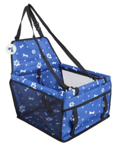 Portable Pet Booster Car Seat with Clip-On Safety Leash & PVC Frame - Blue