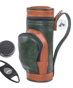 Portable PU Leather Travel Golf Cigar Humidor Case with Humidifier & Cutter