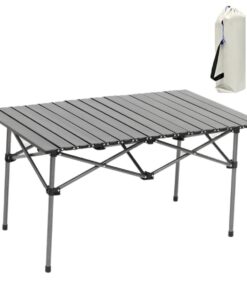 Portable Roll up Aluminum Table with Carry Bag 120cm - silver black