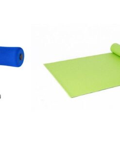 Portable Self Suction Sit Up Bar- Blue plus 173cm Exercise Mat - Green