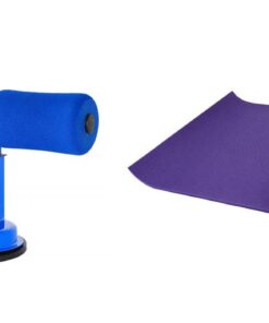 Portable Self Suction Sit Up Bar- Blue plus 173cm Exercise Mat - Purple