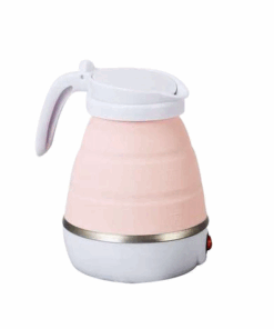 Portable Silicone Collapsible Travel Electric Kettle- Pink