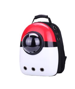 Portable Travel Space Capsule Pet Carrier Backpack - Red & White
