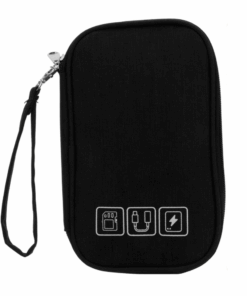 Portable Waterproof Cable Pouch Travel USB Electronics Charger Organizer - Black