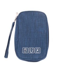 Portable Waterproof Cable Pouch Travel USB Electronics Charger Organizer - Blue