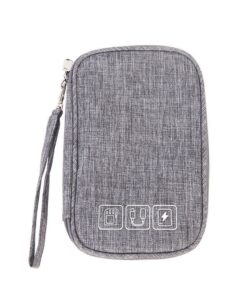 Portable Waterproof Cable Pouch Travel USB Electronics Charger Organizer - Grey