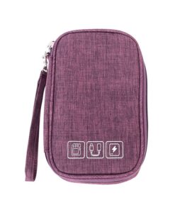 Portable Waterproof Cable Pouch Travel USB Electronics Charger Organizer - Purple