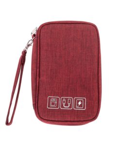 Portable Waterproof Cable Pouch Travel USB Electronics Charger Organizer - Red