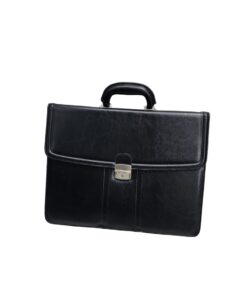 Power world Stylish Designed Laptop Briefcase High-Quality Faux Leather - black