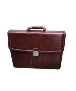 Power world Stylish Designed Laptop Briefcase High-Quality Faux Leather - brown