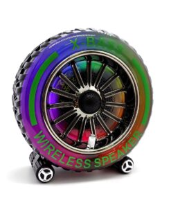 Powerful Wheel Shape Wireless Portable Speaker Subwoofer with Lights