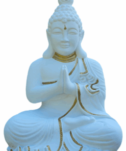 Praying Buddha - White & Gold - 42cm