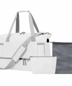 Premium 3 Piece Travel Tote Set with Bottom Shoe Compartment - White