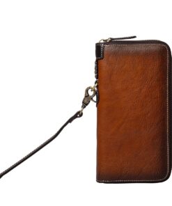 Premium Double Zipper Cowhide Clutch Wallet