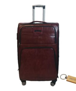 Premium Leather Suitcase Large 75cm with Smte Keyring - 1 Piece - Brown