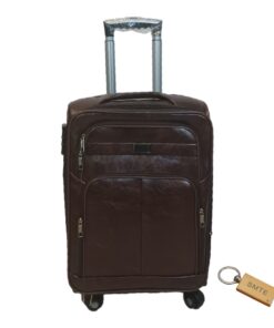 Premium Leather Suitcase Large 75cm with Smte Keyring - 1 Piece - Chocolate