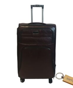 Premium Leather Suitcase Large 75cm with Smte Keyring - 1 Piece - Dark Brown