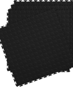 Premium PVC Interlocking Rubber Floor Tile - Gym Mats (4-Pack) - Black
