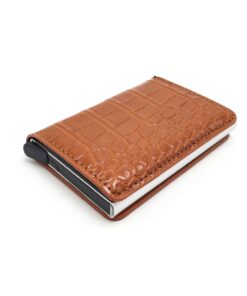 Premium Quality Pop Up Credit Card Holder Wallet RFID Blocking & Money Clip - Copper Python Skin
