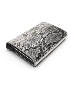Premium Quality Pop Up Credit Card Holder Wallet RFID Blocking & Money Clip - Grey Python Skin,