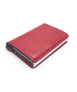 Premium Quality Pop Up Credit Card Holder Wallet RFID Blocking & Money Clip - Red-Embossed