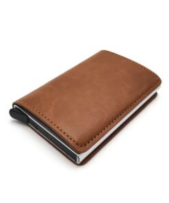 Premium Quality Pop Up Credit Card Holder Wallet RFID Blocking & Money Clip - Russet