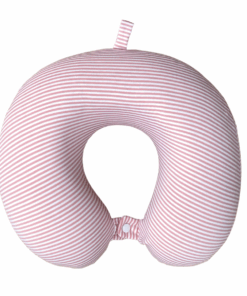 Premium Striped Memory Foam Travel Neck Pillow - Pink/White