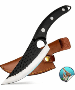 Premium Viking Knife Hand Forged Boning Knife with Sheath - Black