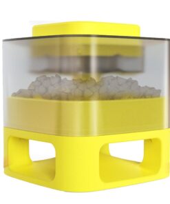 Press the Button Doggie Treat Dispenser - Interactive Dog Food Dispenser - Yellow