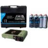 Prime Gas Single Burner Canister Camping Gas Stove with Travel Case - Matt Military Green