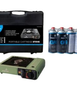 Prime Gas Single Burner Canister Camping Gas Stove with Travel Case - Matt Military Green