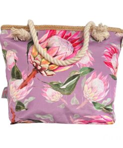 Printed Beach Bag - Cotton Road - Purple, Pink