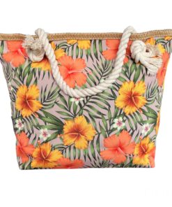 Printed Cotton Road Beach Bag - Yellow, Orange