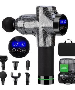 Professional 30 Speed Levels Muscle Massage Gun with 6 Heads - Carbon Black