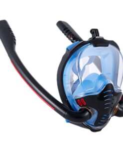 Professional Adult Full Face Snorkel Mask with Dual Breathing Tubes - S/M - Black, Blue