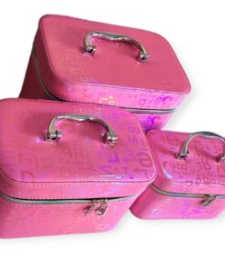 Professional Beauty Make Up Cosmetic Vanity Case Storage Boxes 3 Pieces - Sweet Pink