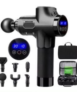Professional Deep Tissue Massage Gun - 30 Speeds, 6 Heads - Black