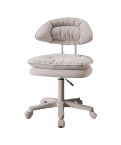 Professional Ergonomic Hairdressing and Makeup Leather Swivel Cushion Chair - Beige