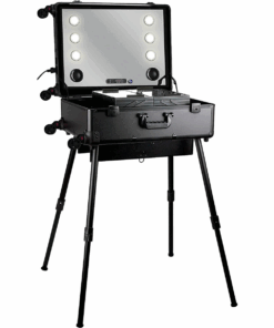 Professional Makeup Station Case Box Stand with Lights Mirror and Wheels