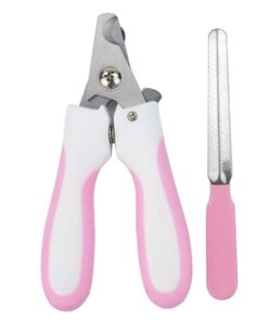 Professional Pet Nail Clippers With Nail File Kit Set (Size:L)-Pink
