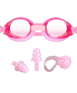 Professional Swimming Goggles With Earplugs Nose Clip For Kids - Blue - Pink