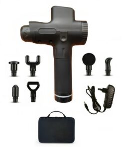 Professional Unique Plus Massage Gun with 6 Heads and Portable Bag - Black