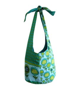 Protea African Flower Crossbody Shoulder Boho Bag - Blue, Green