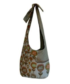 Protea African Flower Crossbody Shoulder Boho Bag - Brown