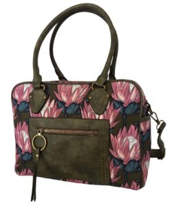 Protea Flower Canvas Overnight Bag - Green