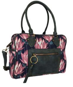 Protea Flower Canvas Overnight Bag - Navy