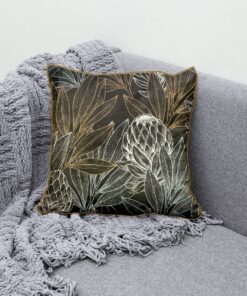 Protea Forest Ochre Velvet Scatter Cushion Set of 2 (Inner included) 50cm