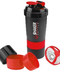 Protein Shaker and Drinking Bottle - Red, Black