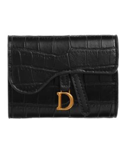 PU Croc Leather Women's Multi Card Wallet - Black