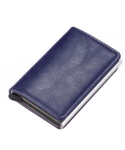 PU Leather Aluminium RFID Credit Card Holder Case-Dark Blue